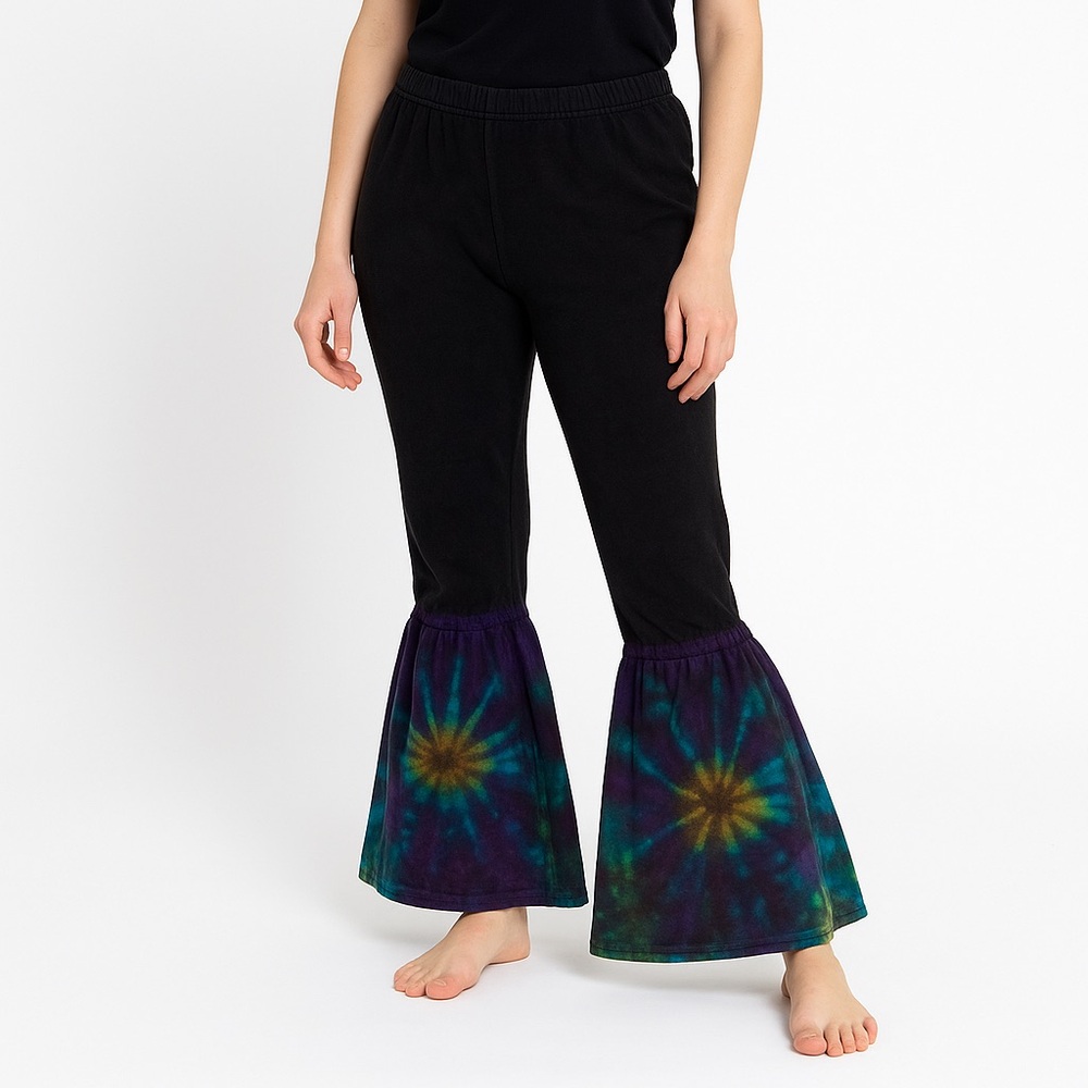 Black and Multicolor Flare Pants